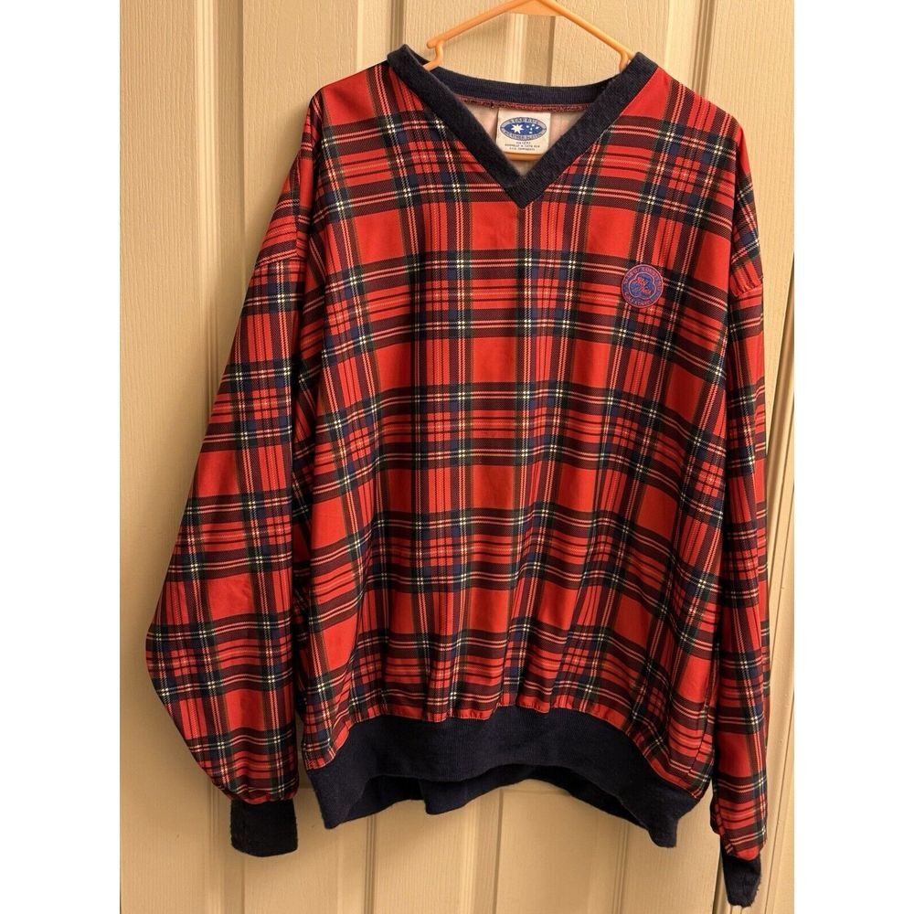 Starbus Plaid Weather Screen Windbreaker Pullover‎ 2XL Hog Neck Golf Course